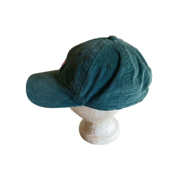 Green Corduroy  Embroidered Heart Adjustable Hat Cap. - Picture 2 of 5